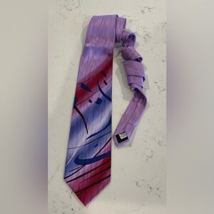 J. Garcia Purple and Red Abstract Silk Tie